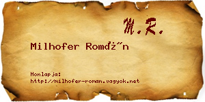 Milhofer Román névjegykártya